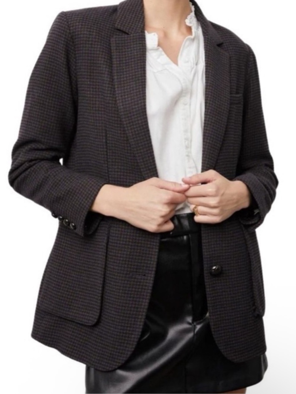 Rails Navy Brown Houndstooth Plaid Windsor Blazer Medium